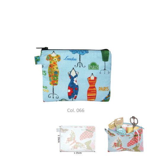 Makeup pouch 16cmx21cm blue mannequins