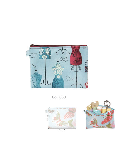Makeup pouch 16cmx21cm blue mannequins