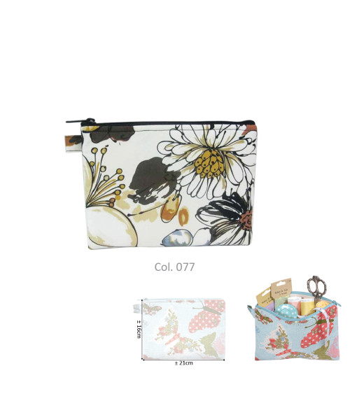 Makeup pouch 16cmx21cm gray floral