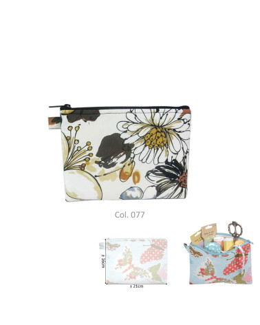 Neceser de maquillaje 16cmx21cm gris floral