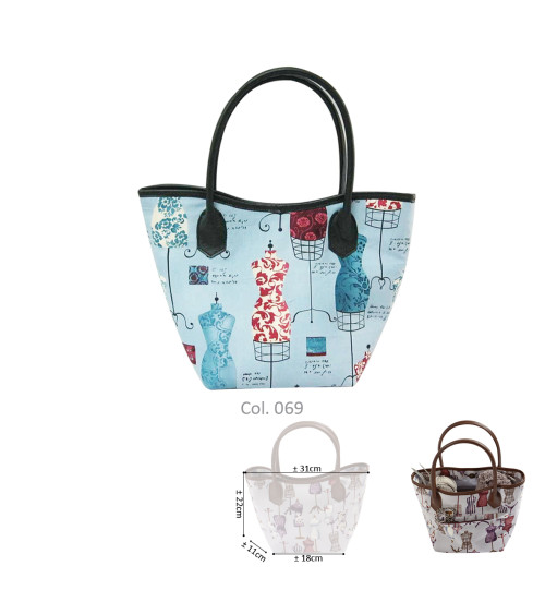 Sewing bag 31cmx22cmx11cmx18cm blue mannequins