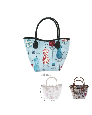 Borsa couture 31cmx22cmx11cmx18cm manichini blu