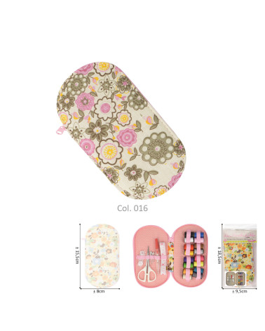 Pochette couture 15,5cm x 8cm fleurs