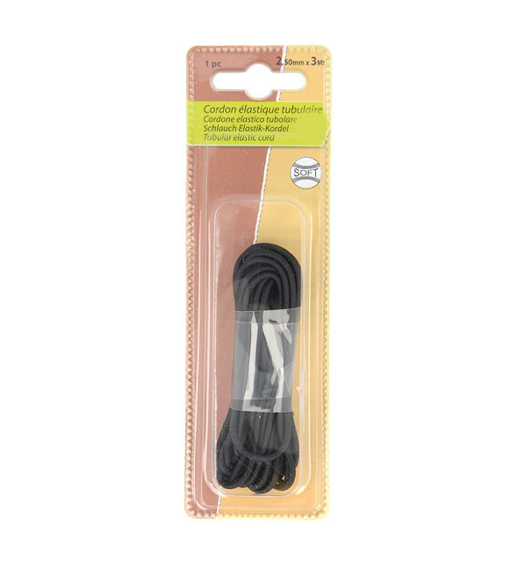 Tubular elastic cord 2.5mm black