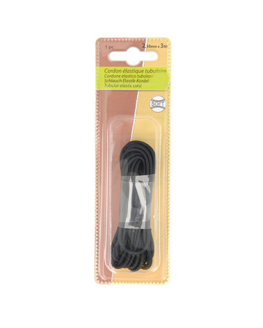 Cordon élastique tubulaire 2.5mm noir