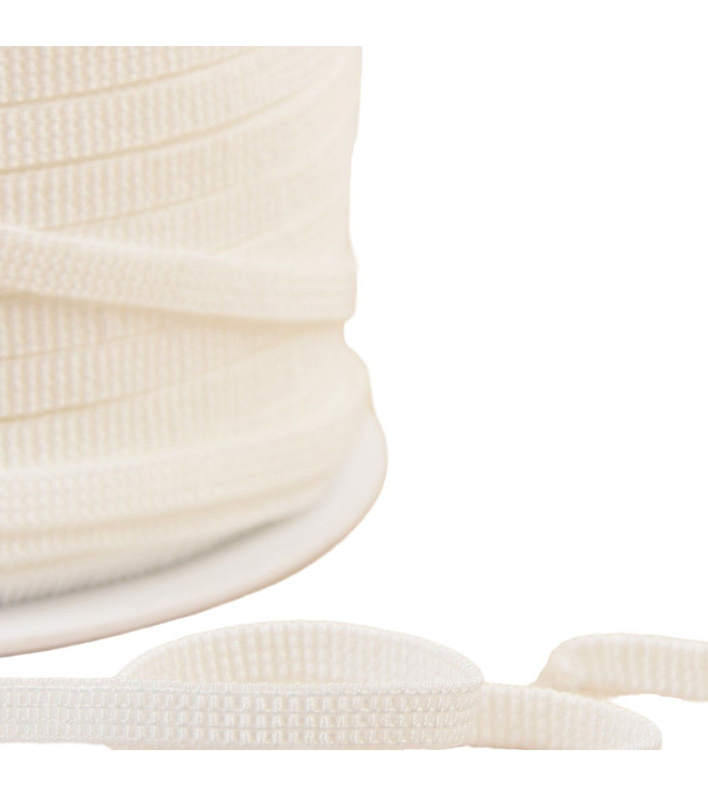 Spool 250 meters flat white elastic 6mm Made In France without Latex (latex free) hypoallergenic Oeko Tex
