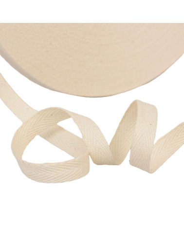 Bobina da 50 metri di twill di cotone ecru da 11 mm