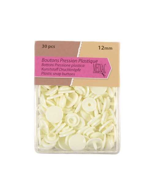 Lot de 30 boutons  pression 100% plastique couleur Naturel