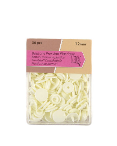 Pack of 30 100% plastic snap fasteners in natural color
