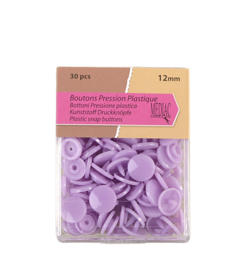 Lot de 30 boutons  pression 100% plastique couleur Lavande