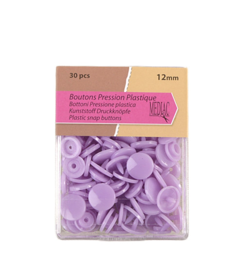 Lot de 30 boutons pression 100% plastique couleur Lavande