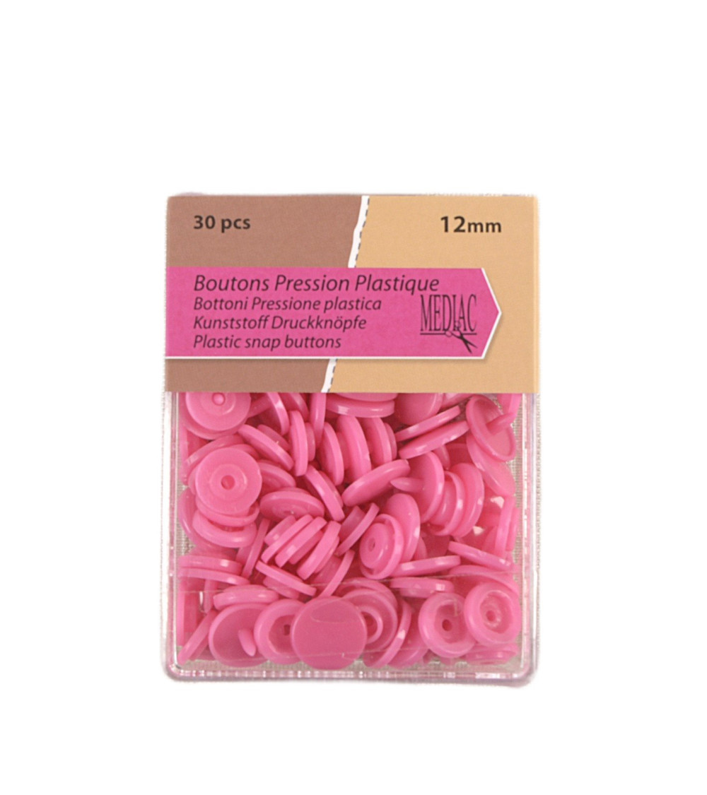 Lot de 30 boutons pression 100% plastique Corail