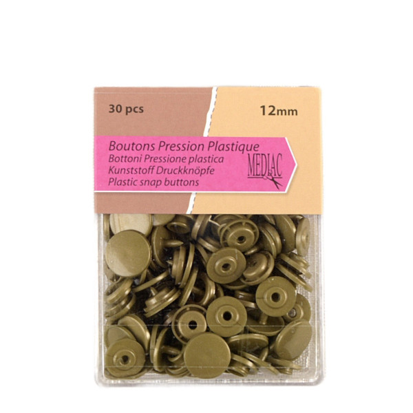 Lot de 30 boutons pression 100% plastique couleur bronze