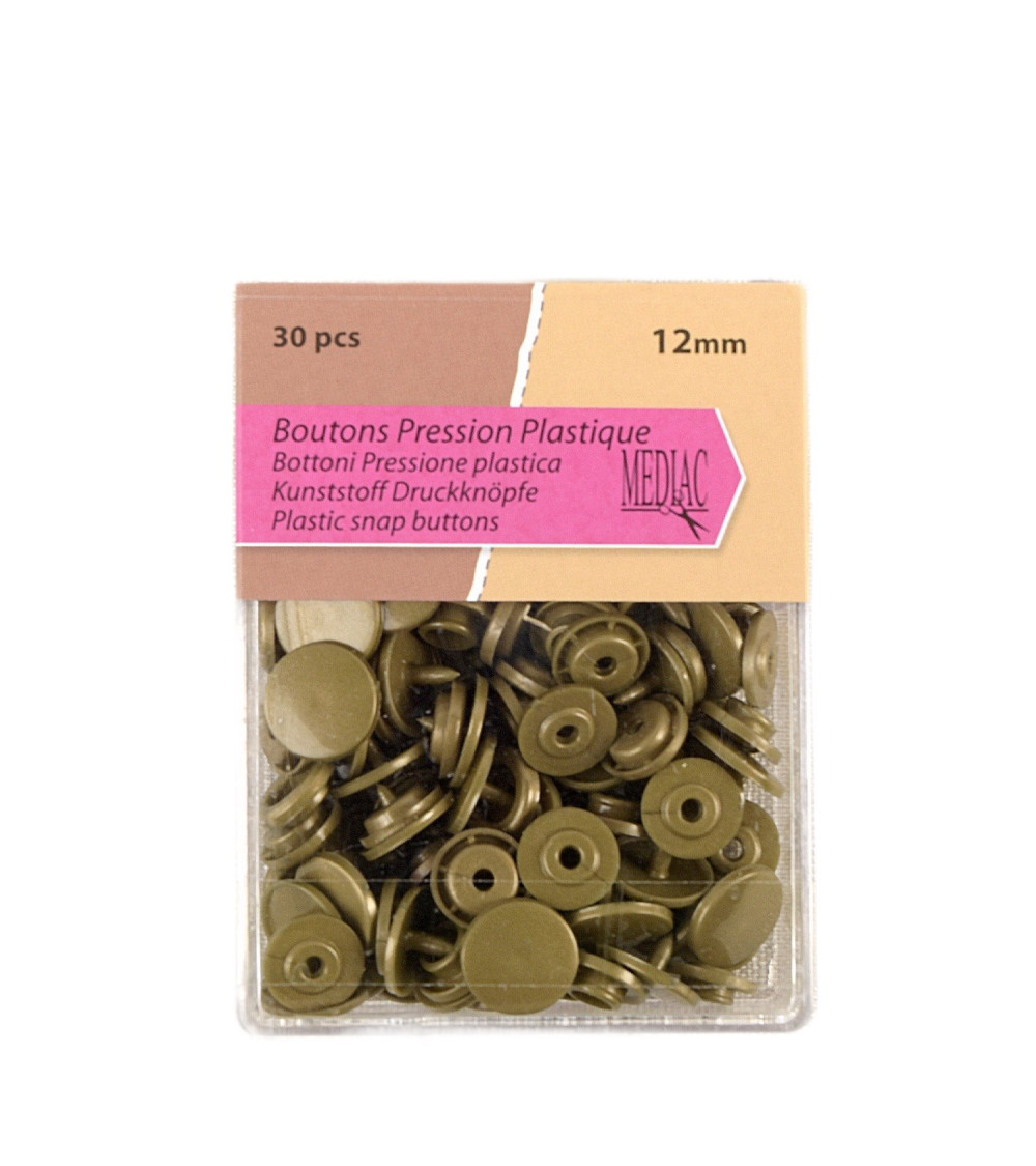 Lot de 30 boutons pression 100% plastique couleur bronze