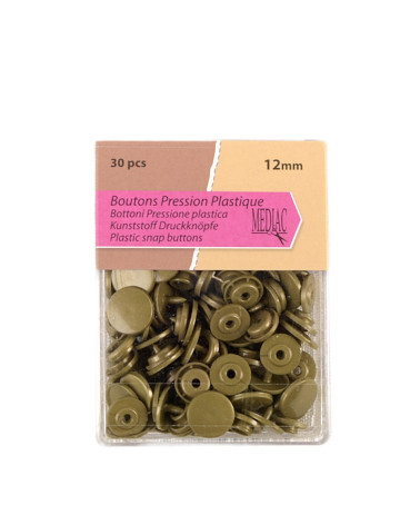 Lot de 30 boutons  pression 100% plastique couleur bronze