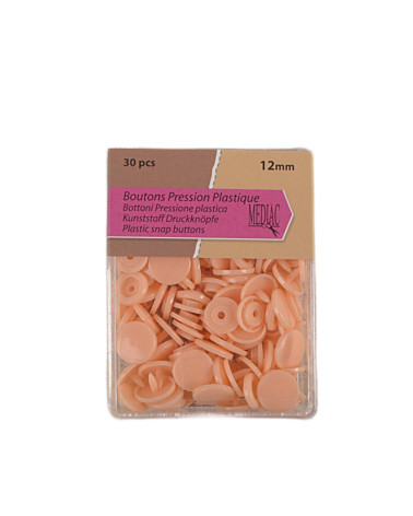 Set of 30 100% plastic salmon-colored snap buttons