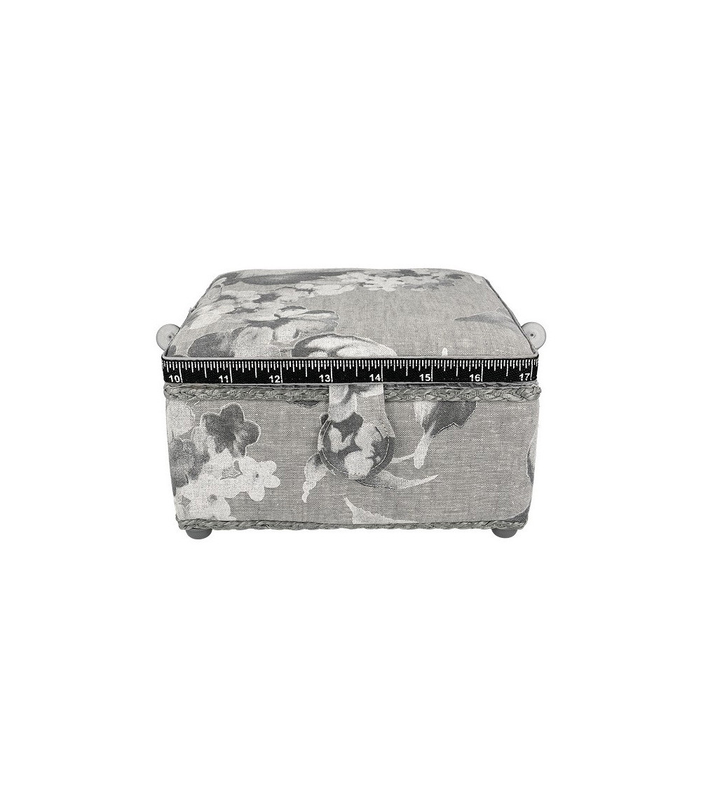 Piccola scatola da cucito quadrata L20xH11cm fiori ad acquerello