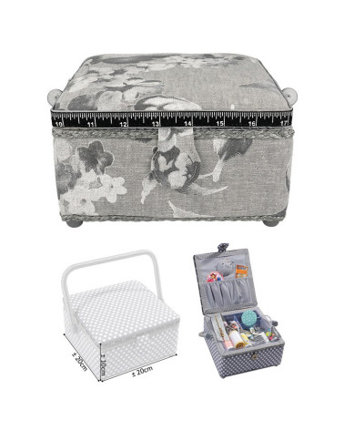 Small square sewing box L20xH11cm watercolor flowers