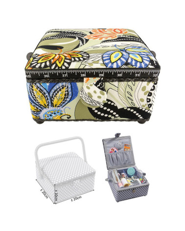 Small square sewing box L20xH11cm travel from Africa