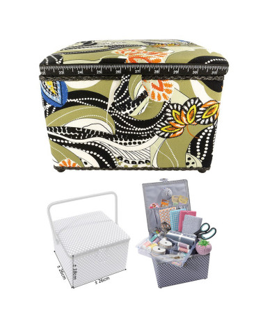 Petite boîte à couture carrée L26xH19cm voyage d'Afrique