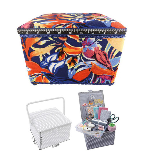 Small square sewing box L26xH19cm summer cheer