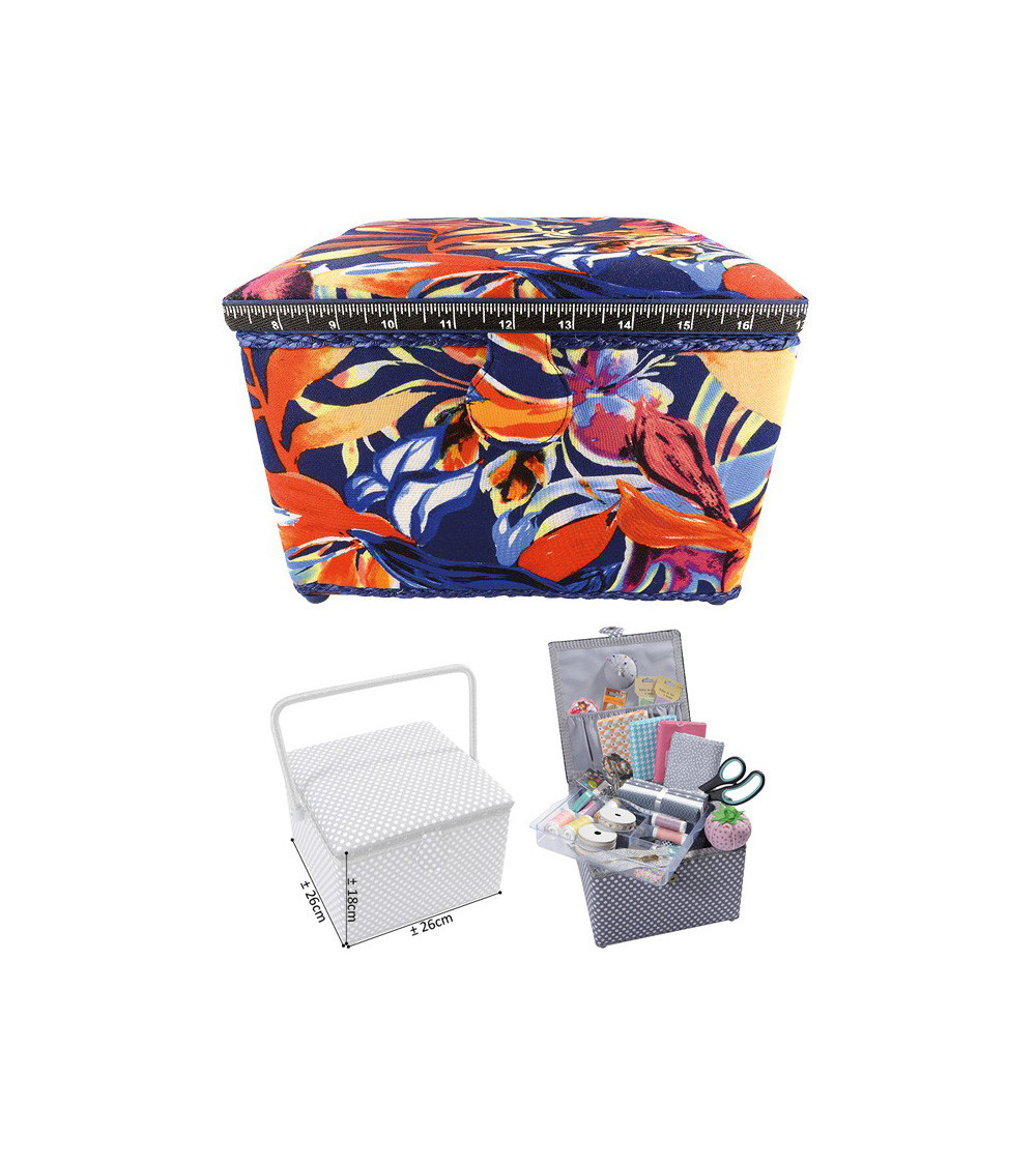 Small square sewing box L26xH19cm summer cheer