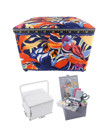 Small square sewing box L26xH19cm summer cheer