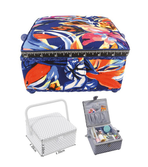 Small square sewing box L20xH11cm summer gaïté