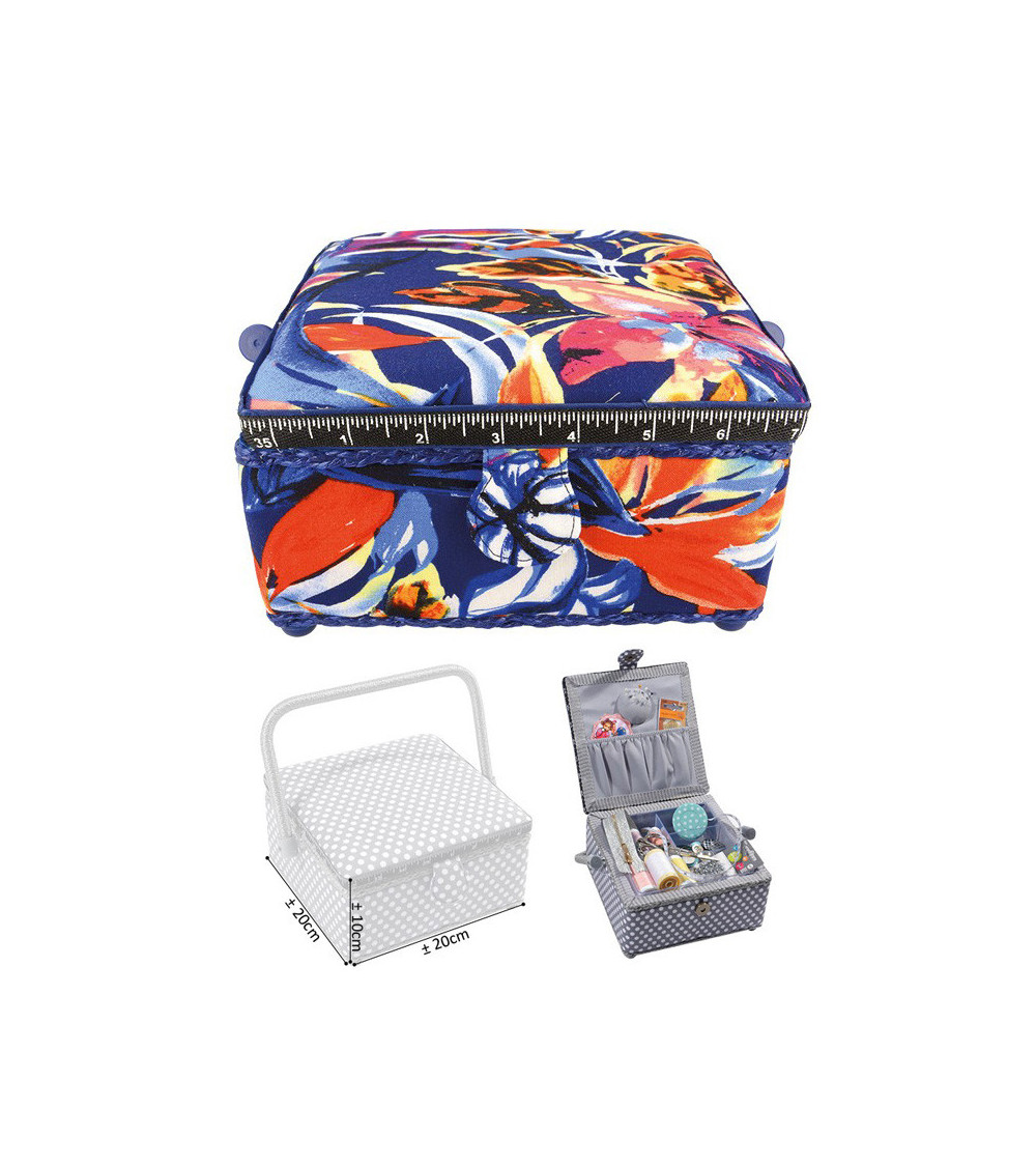 Small square sewing box L20xH11cm summer gaïté