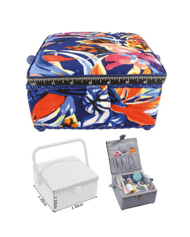 Small square sewing box L20xH11cm summer gaïté