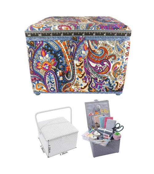 Small square sewing box L26xH19cm Color of Spain