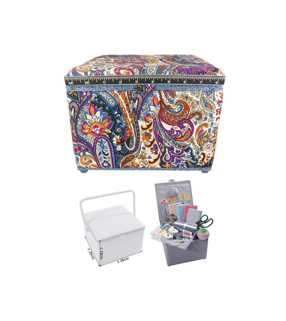 Small square sewing box L26xH19cm Color of Spain