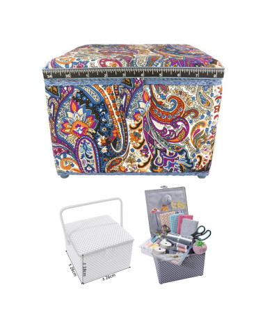 Small square sewing box L26xH19cm Color of Spain