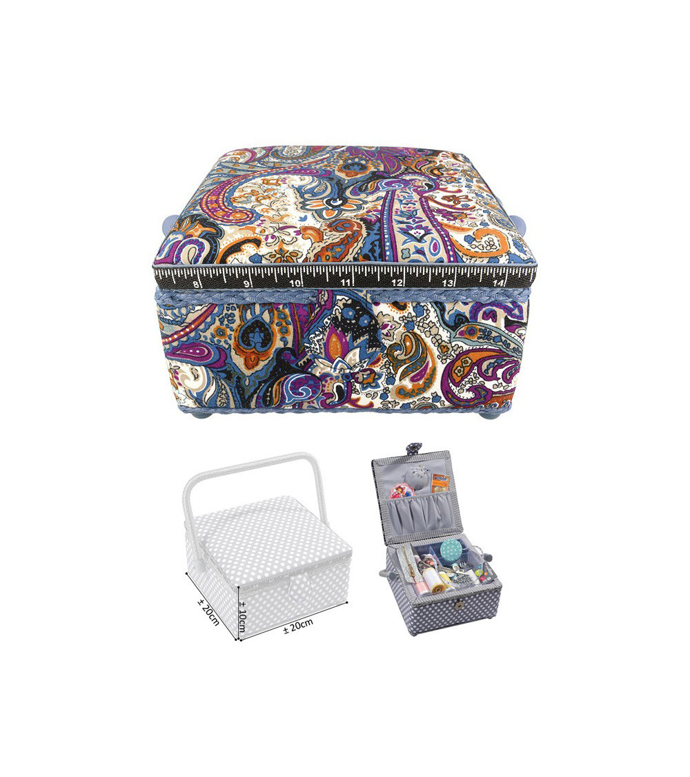 Small square sewing box L20xH11cm Color of Spain