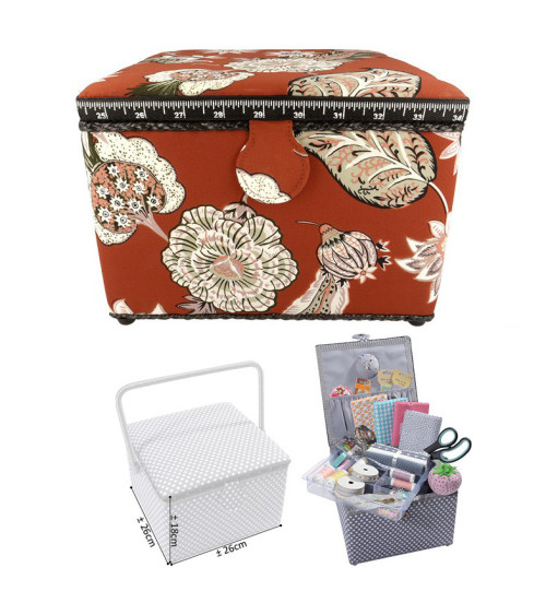 Small square sewing box L26xH19cm Autumn color