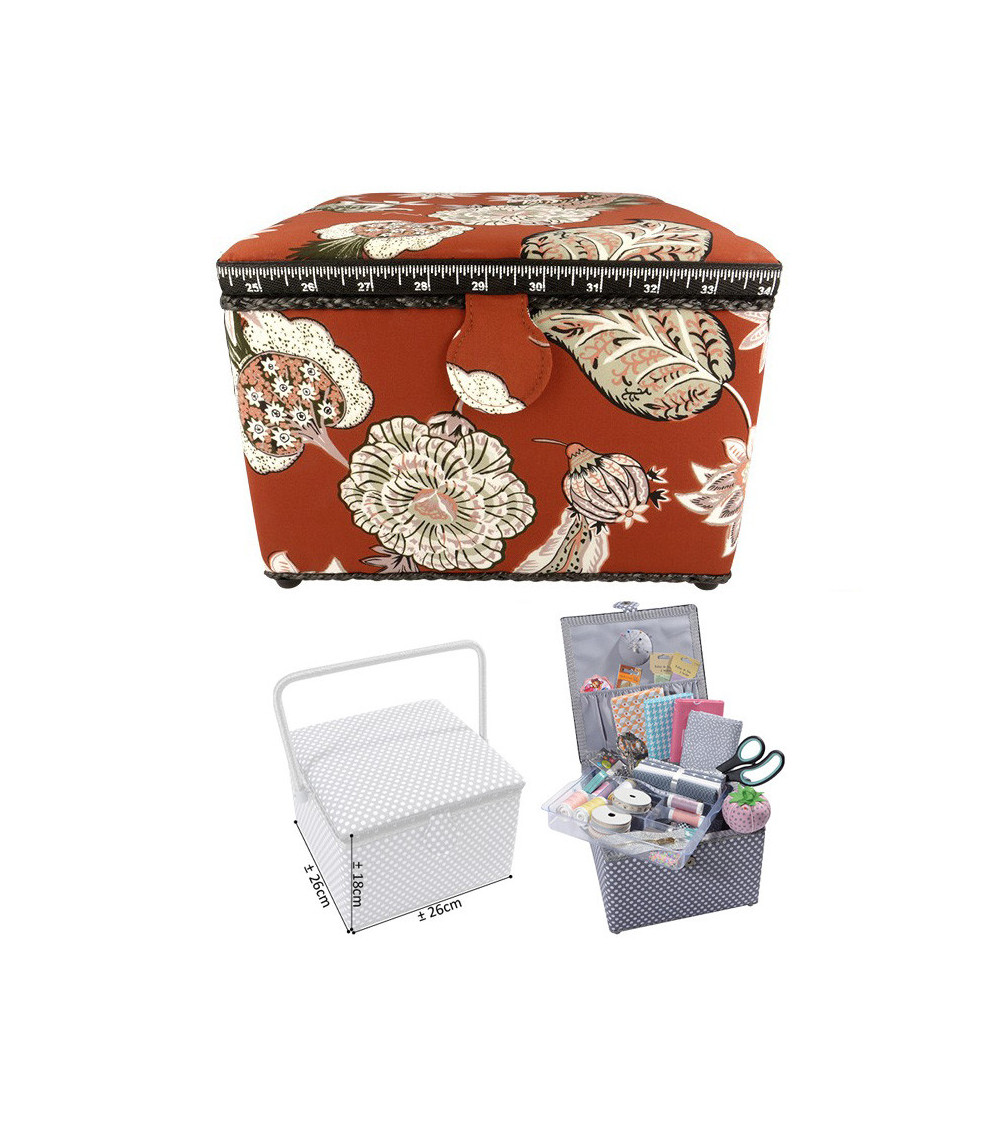 Small square sewing box L26xH19cm Autumn color