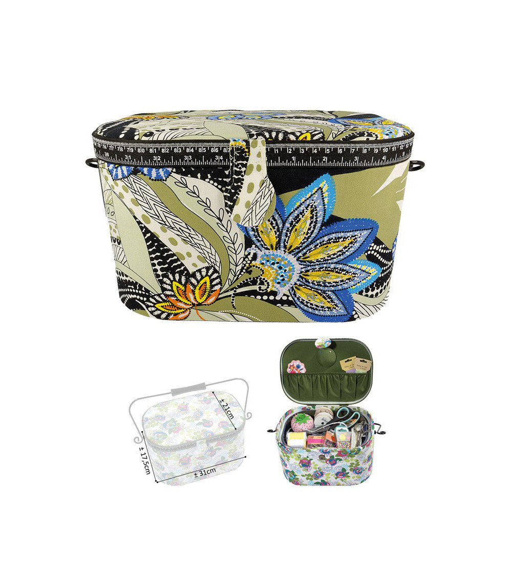 Oval sewing box 21x31x18cm Voyage d'Afrique