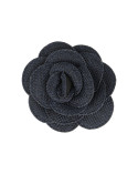 Broche Fleur tissée navy 7cm