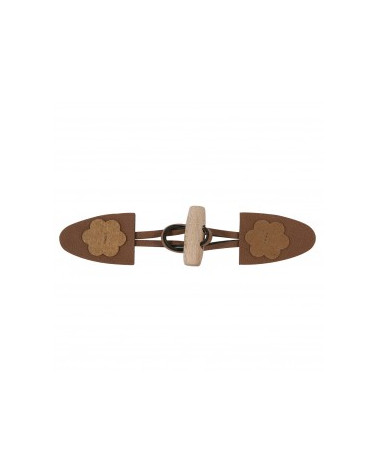 Brandebourg fleur cuir marron 15cm