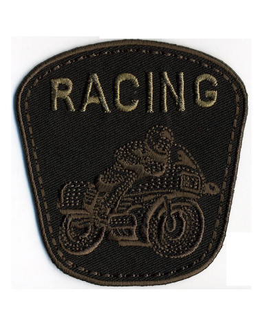 Black Racing motorcycle iron-on patch