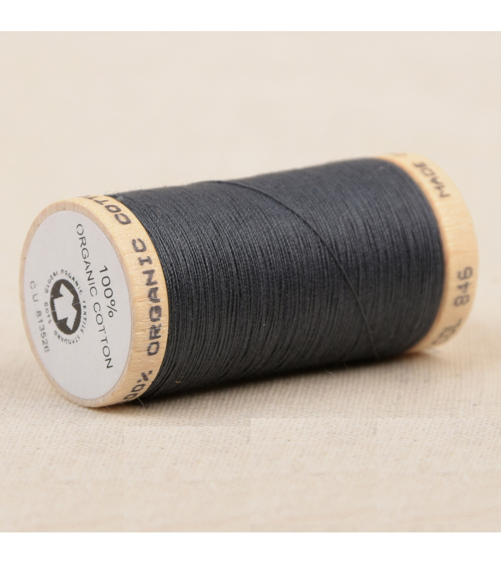 Spool of 100% organic cotton thread 275m gray blue
