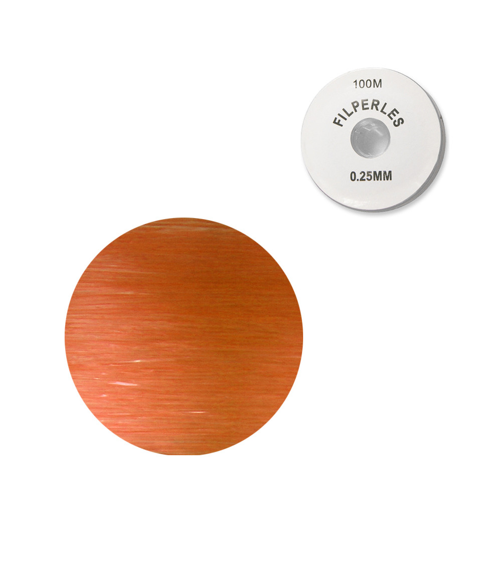 Bobine fil nylon coloré pour perles 100m - Orange C084 Bobine fil nylon coloré pour perles 100m - Orange C084
