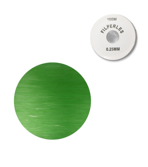 Bobine fil nylon coloré pour perles 100m - Vert C015