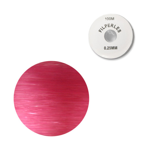 Bobine fil nylon coloré pour perles 100m - Fuschia C073