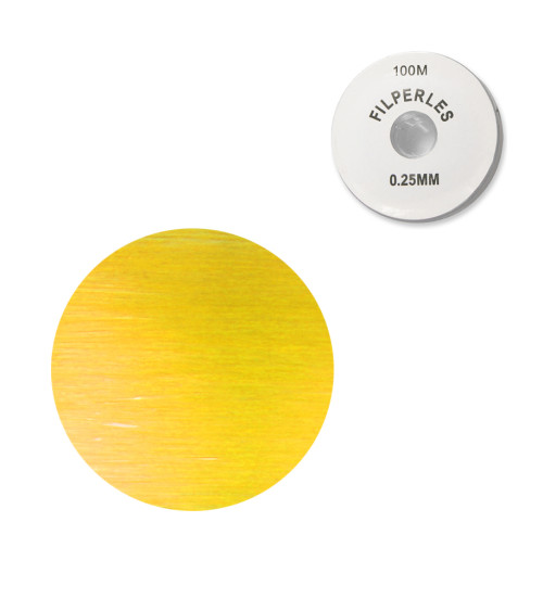 Bobine fil nylon coloré pour perles 100m - Jaune C079