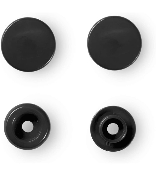 Prym 30 runde Druckknöpfe aus Kunststoff, schwarz, 12,4 mm