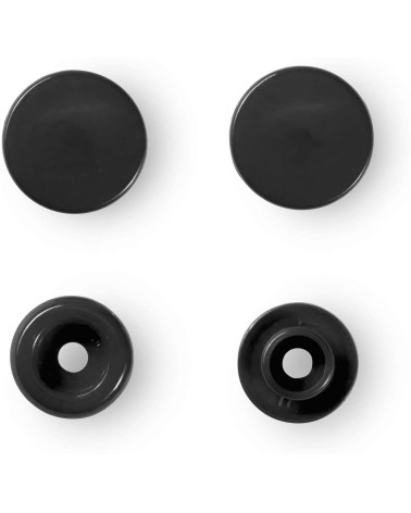 Prym 30 runde Druckknöpfe aus Kunststoff, schwarz, 12,4 mm