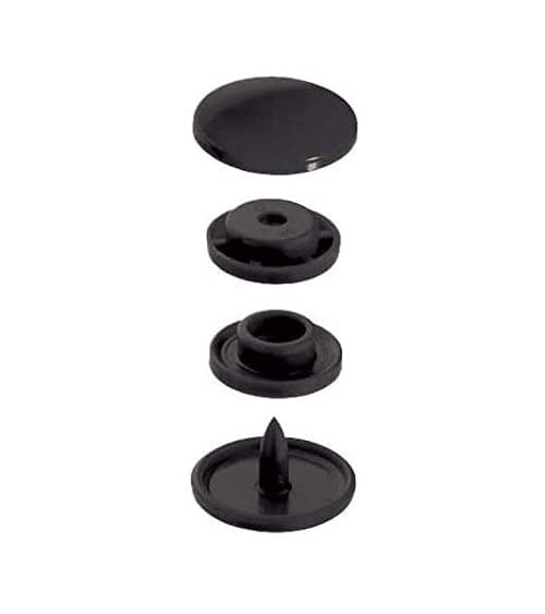 Prym 30 bottoni a pressione rotondi in plastica neri 12,4 mm