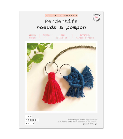 French Kits DIY Macramé Pendentifs Noeuds & Pompon