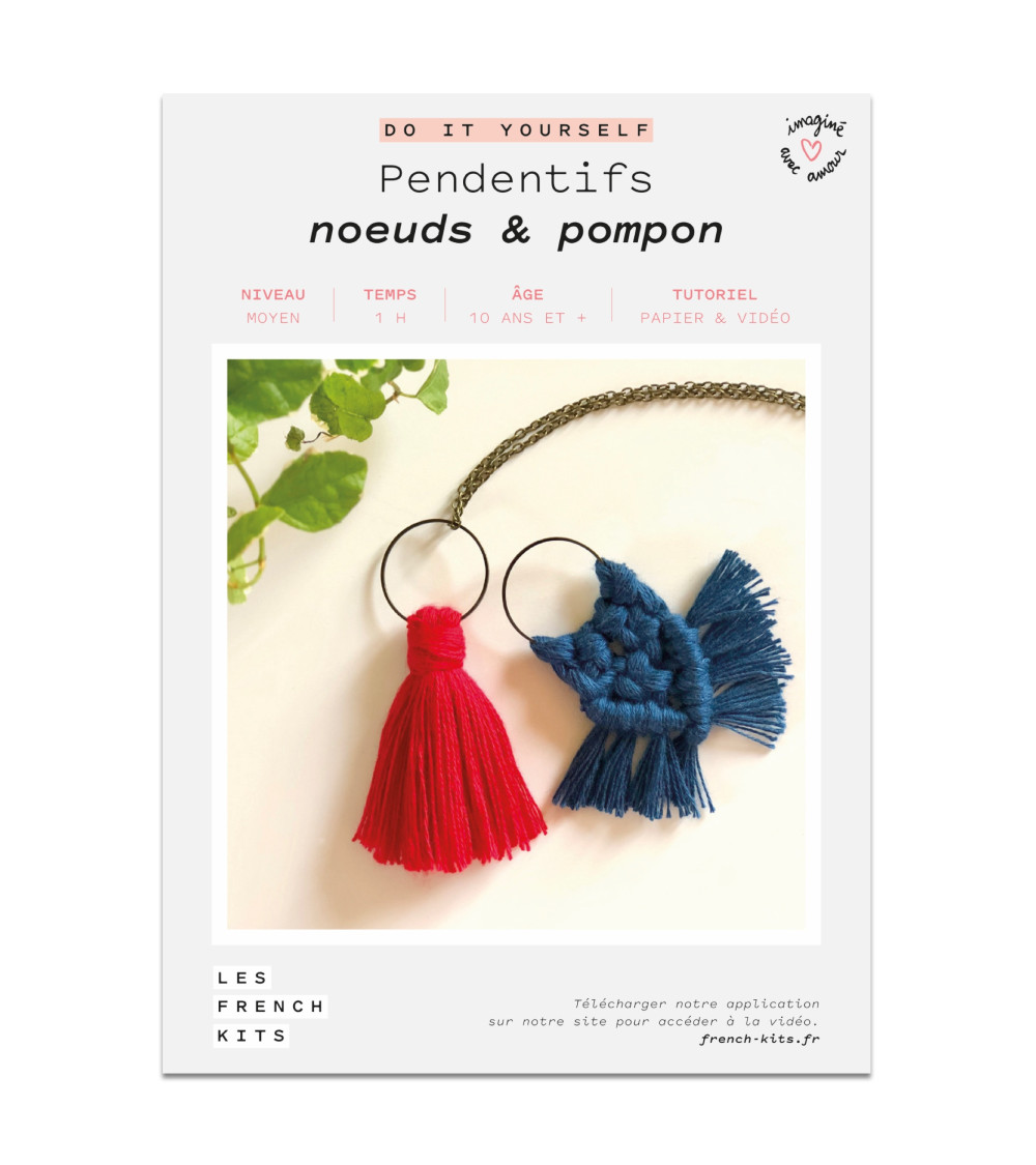 French Kits DIY Macramé Pendentifs Noeuds & Pompon